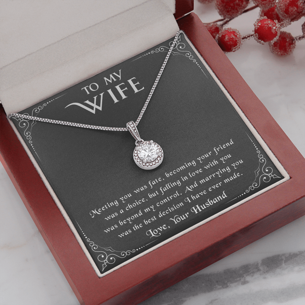 litzzy To my Wife - Meeting you was fate - Eternal Hope Necklace - Necklace Gift For Her, Wife, Girlfriend, Anniversary, Wedding, Valentine, Birthday with Message Card Jewelry Mahogany Style Luxury Box  