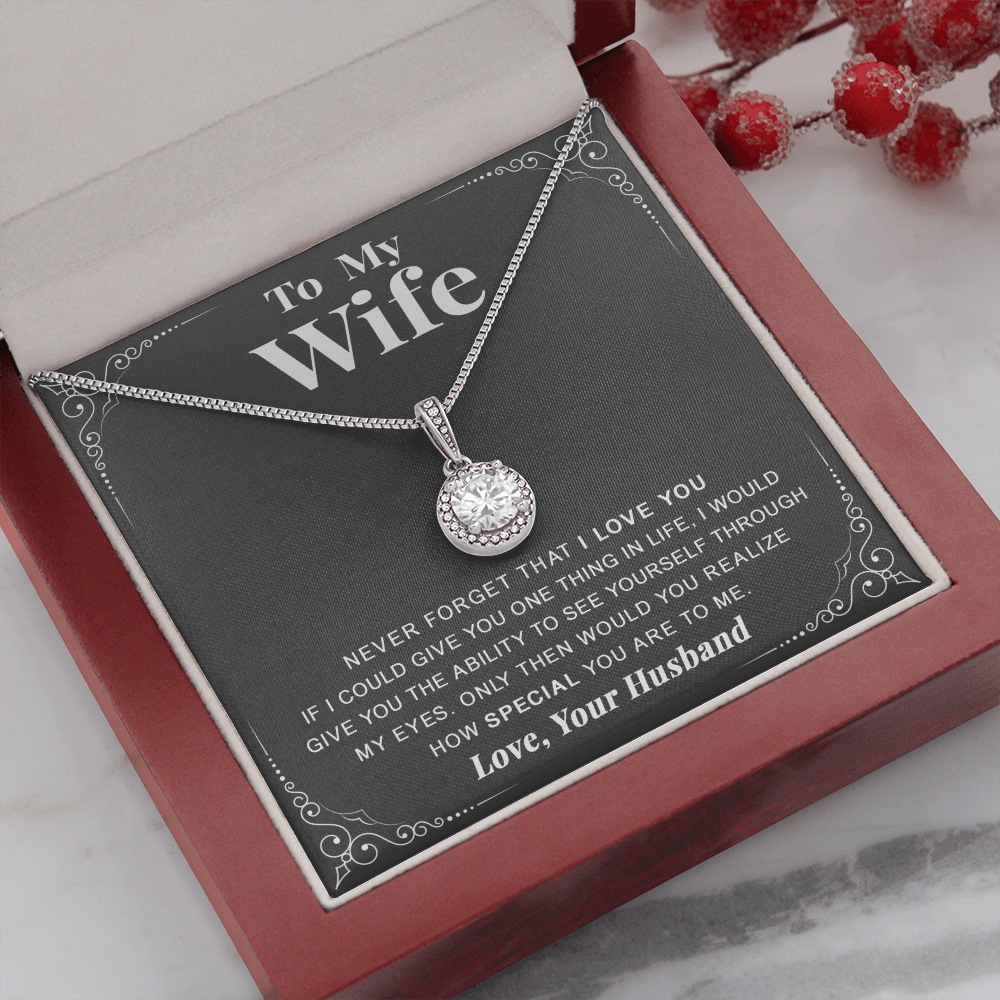 litzzy To my Wife - Never forget that I love you - Eternal Hope Necklace - Necklace Gift For Her, Wife, Girlfriend, Anniversary, Wedding, Valentine, Birthday with Message Card Jewelry Mahogany Style Luxury Box  