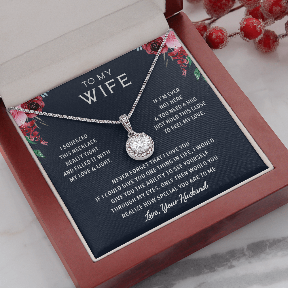 litzzy To my Wife - Never Forget That I Love You - - Eternal Hope Necklace - Necklace Gift For Her, Wife, Girlfriend, Anniversary, Wedding, Valentine, Birthday with Message Card Jewelry Mahogany Style Luxury Box  