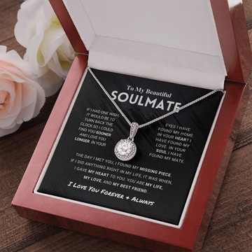 litzzy To My Beautiful Soulmate - Missing Piece - Eternal Hope - To My Soulmate, Gift For Soulmate Jewelry Mahogany Style Luxury Box  