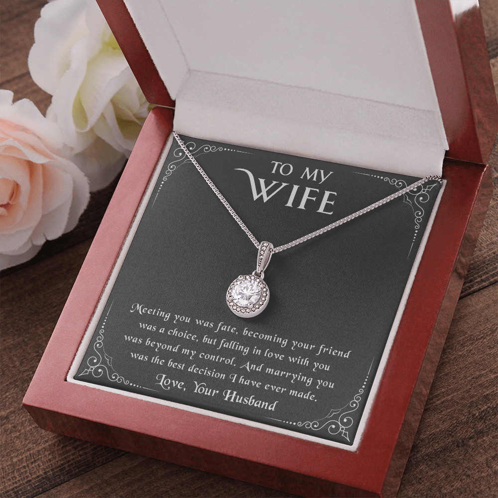 litzzy To my Wife - Meeting you was fate - Eternal Hope Necklace - Necklace Gift For Her, Wife, Girlfriend, Anniversary, Wedding, Valentine, Birthday with Message Card Jewelry   