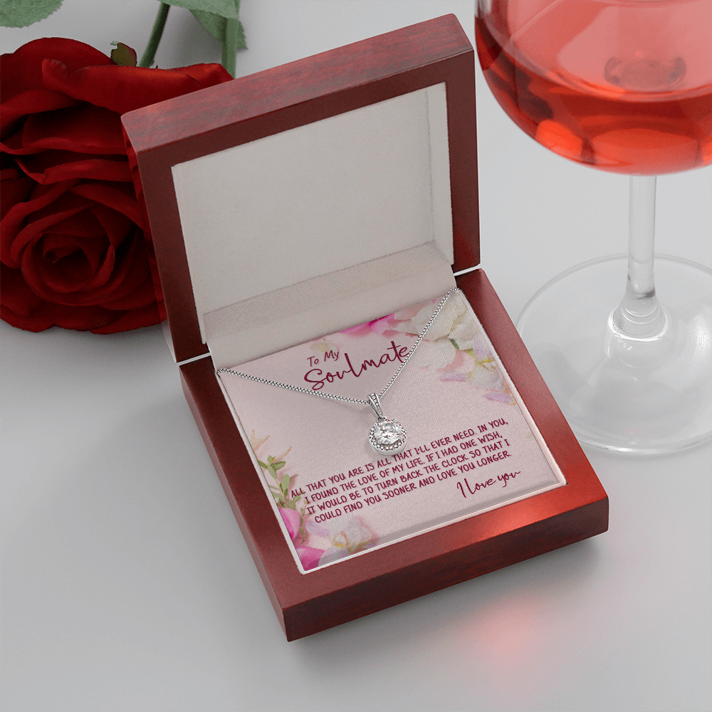 litzzy To My Soulmate - The Love of My Life - Necklace Gift Set - To My Soulmate, Gift For Soulmate Jewelry Mahogany Style Luxury Box  