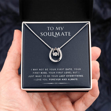 litzzy To My Soulmate - Last Everything - Lucky in Love Necklace - Necklace Gift For Her, Wife, Girlfriend, Anniversary, Wedding, Valentine, Birthday with Message Card Jewelry Standard Box  