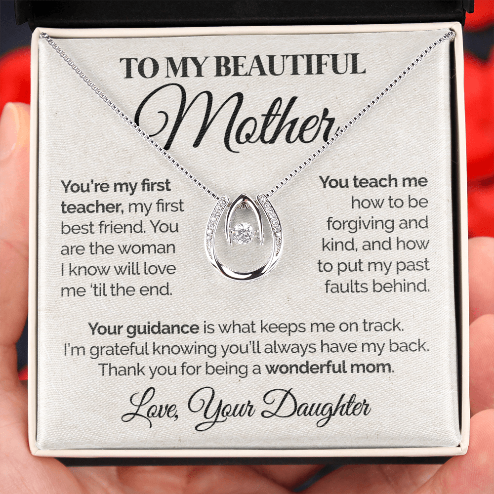 litzzy To My Beautiful Mother - You're My First Teacher - Lucky In Love Necklace Jewelry   