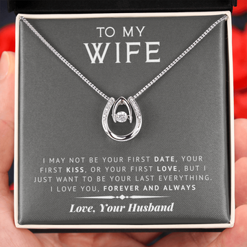 litzzy To My Wife - Last Everything - Gift For Valentine, Birthday, Anniversary - Lucky in Love Necklace - Necklace Gift For Her, Wife, Girlfriend, Anniversary, Wedding, Valentine, Birthday with Message Card Jewelry Standard Box  