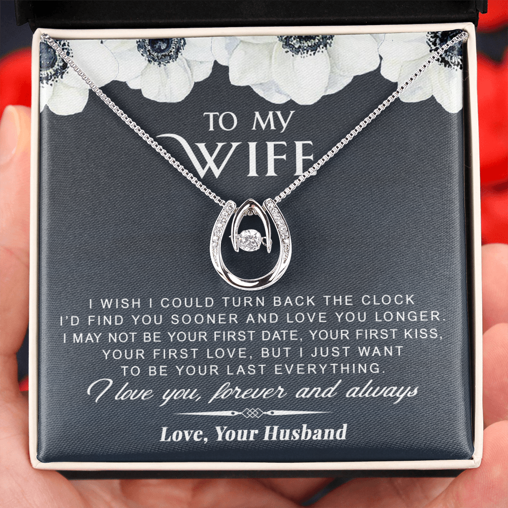 litzzy To My Wife - Turn Back The Clock - Gift For Valentine, Mother's Day, Birthday, Anniversary - Lucky in Love Necklace - Necklace Gift For Her, Wife, Girlfriend, Anniversary, Wedding, Valentine, Birthday with Message Card Jewelry Standard Box  