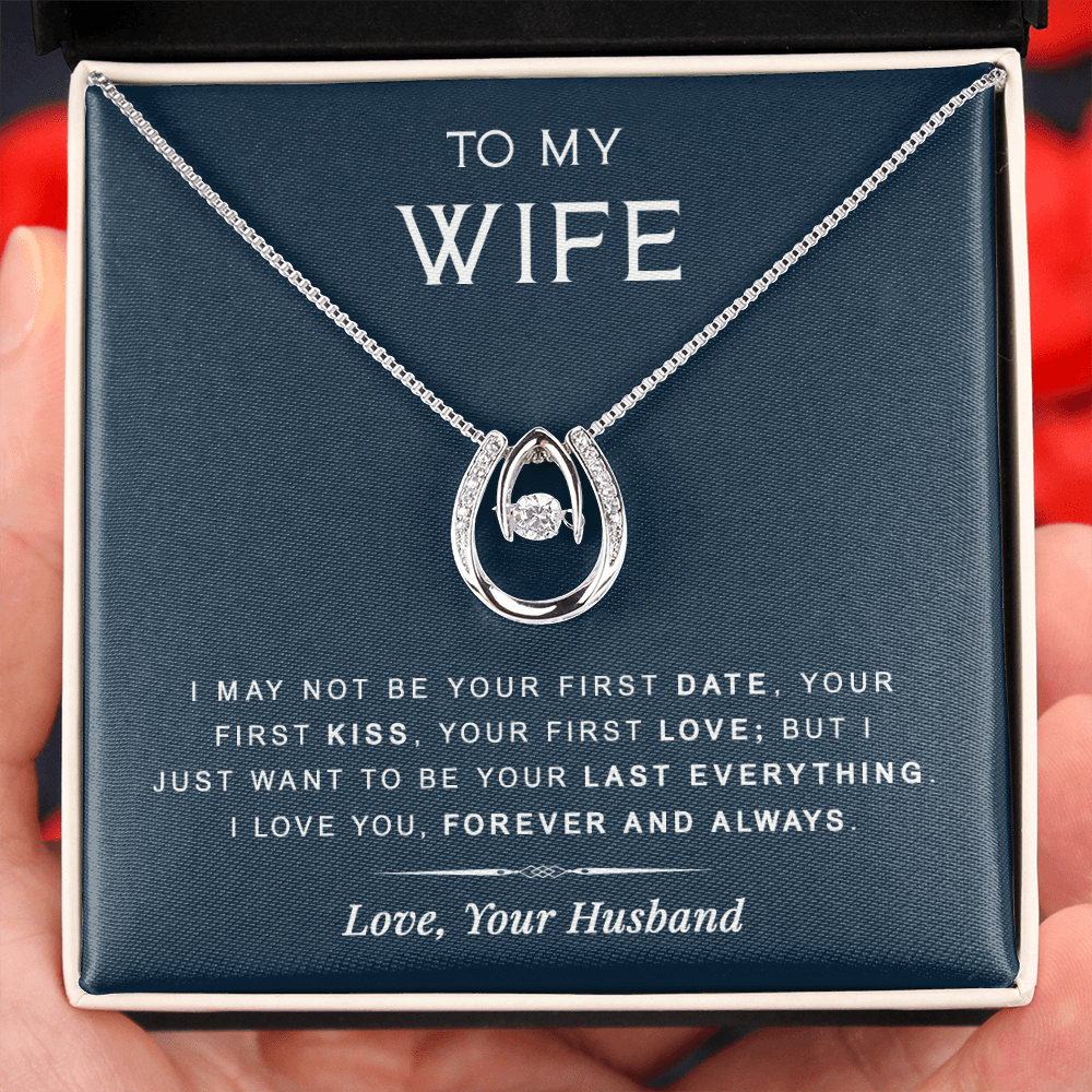 litzzy To My Wife - Last Everything - Gift For Birthday, Anniversary - Lucky in Love Necklace - Necklace Gift For Her, Wife, Girlfriend, Anniversary, Wedding, Valentine, Birthday with Message Card Jewelry Standard Box  