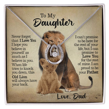 litzzy Proud Lion, Litzzy To My Daughter Lucky In Love Necklace Jewelry Two Tone Box  