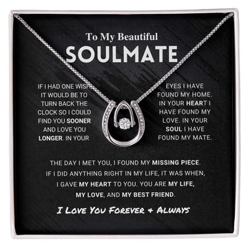 litzzy To My Beautiful Soulmate - Lucky In Love Necklace - To My Soulmate - Gift For Soulmate Jewelry Two Tone Box  