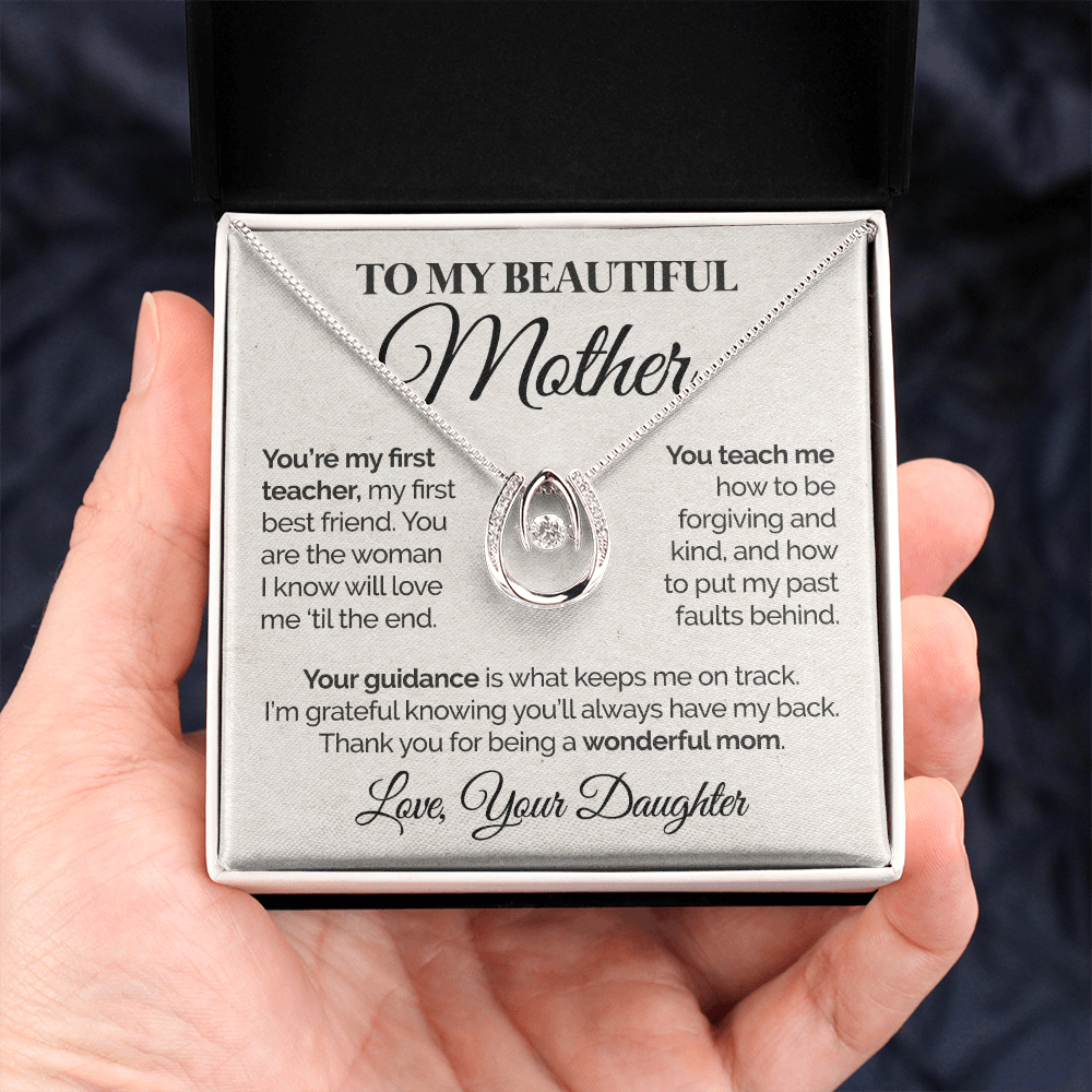 litzzy To My Beautiful Mother - You're My First Teacher - Lucky In Love Necklace Jewelry   