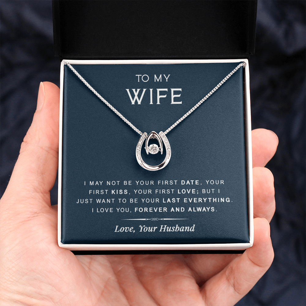litzzy To My Wife - Last Everything - Gift For Birthday, Anniversary - Lucky in Love Necklace - Necklace Gift For Her, Wife, Girlfriend, Anniversary, Wedding, Valentine, Birthday with Message Card Jewelry   