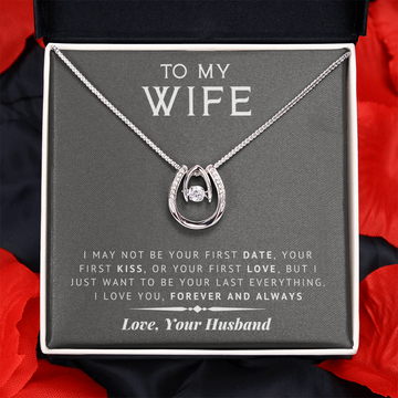 litzzy To My Wife - Last Everything - Gift For Valentine, Birthday, Anniversary - Lucky in Love Necklace - Necklace Gift For Her, Wife, Girlfriend, Anniversary, Wedding, Valentine, Birthday with Message Card Jewelry   