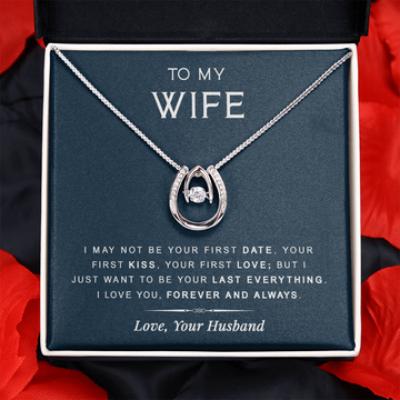 litzzy To My Wife - Last Everything - Gift For Birthday, Anniversary - Lucky in Love Necklace - Necklace Gift For Her, Wife, Girlfriend, Anniversary, Wedding, Valentine, Birthday with Message Card Jewelry   