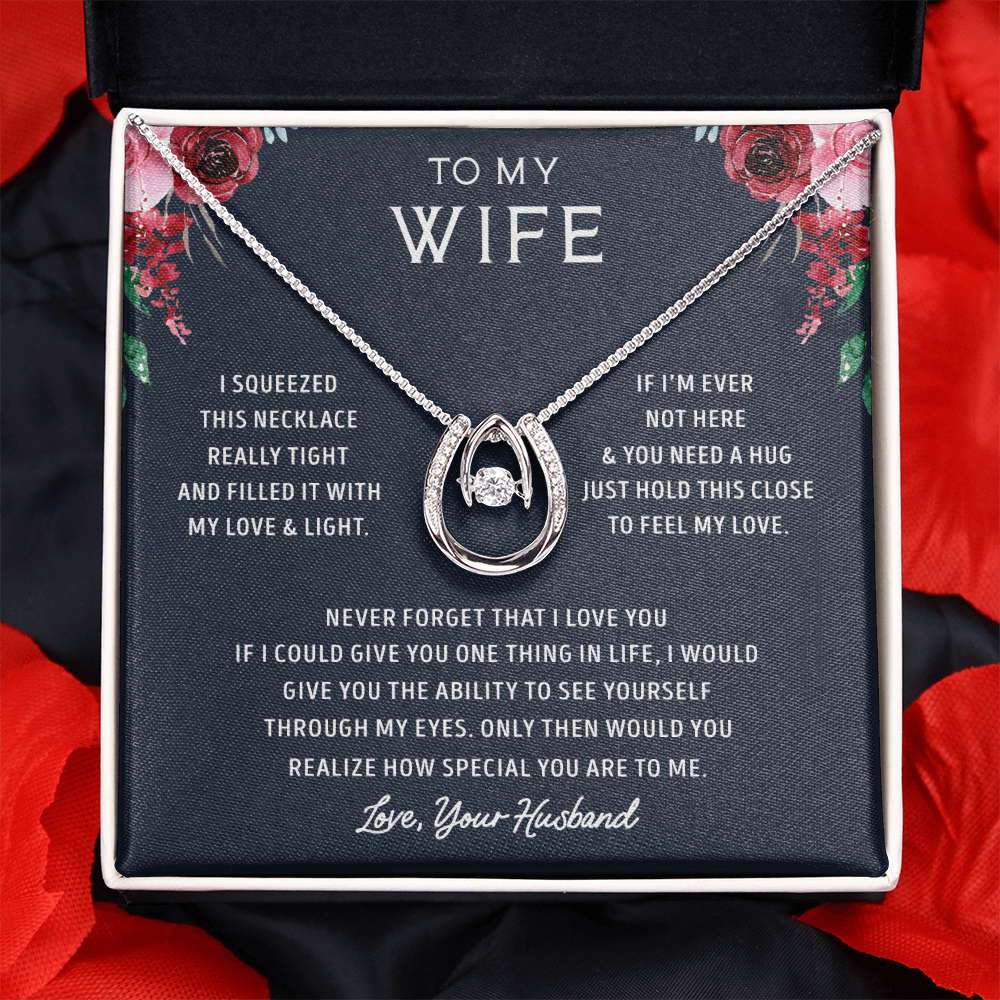 litzzy To my Wife - Never Forget That I Love You - - Lucky in Love Necklace - Necklace Gift For Her, Wife, Girlfriend, Anniversary, Wedding, Valentine, Birthday with Message Card Jewelry   
