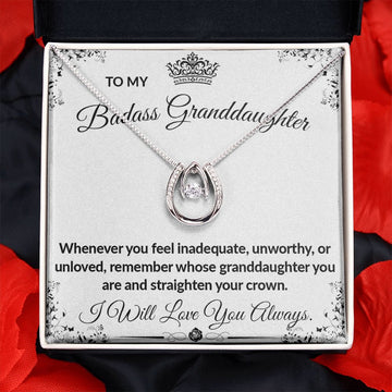 litzzy To My Granddaughter - My Badass Granddaughter - Litzzy Lucky In Love Necklace - Necklace for Granddaughter from Grandparents DC00025HO Jewelry   