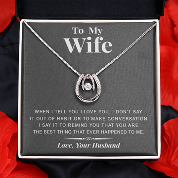 litzzy To my Wife Necklace - Gift For Valentine, Birthday, Anniversary - Lucky in Love Necklace - Necklace Gift For Her, Wife, Girlfriend with Message Card Jewelry   