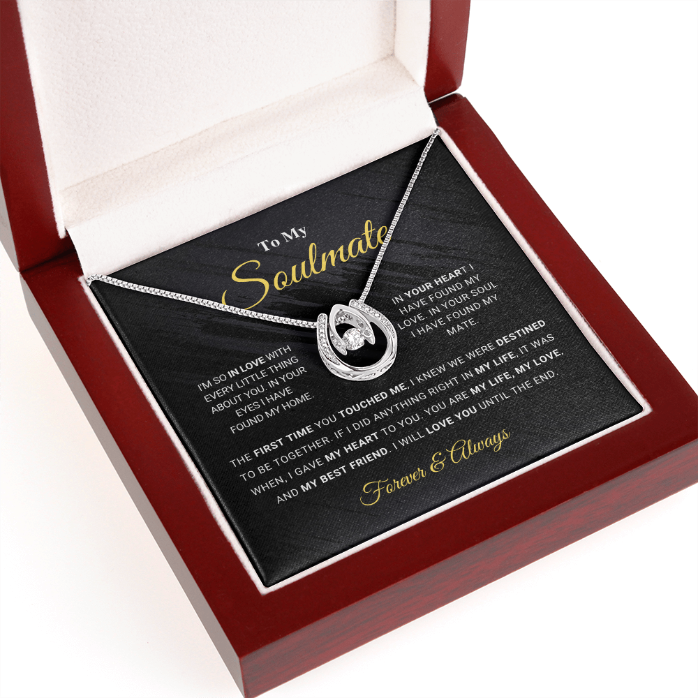 litzzy To My Soulmate - Lucky In Love Necklace - To My Soulmate - Gift For Soulmate Jewelry Mahogany Style Luxury Box with LED  