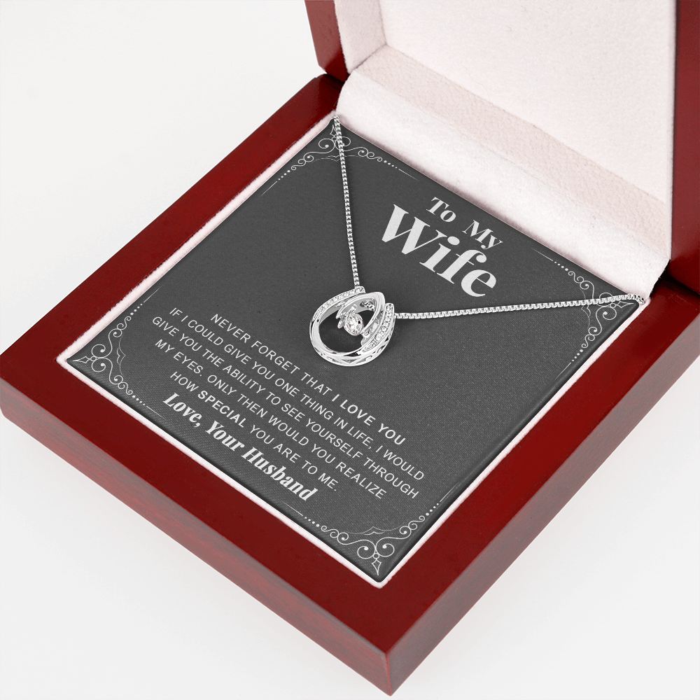 litzzy To my Wife - Never forget that I love you - Lucky in Love Necklace - Necklace Gift For Her, Wife, Girlfriend, Anniversary, Wedding, Valentine, Birthday with Message Card Jewelry   