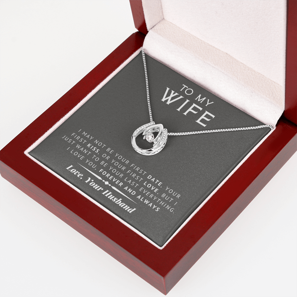 litzzy To My Wife - Last Everything - Gift For Valentine, Birthday, Anniversary - Lucky in Love Necklace - Necklace Gift For Her, Wife, Girlfriend, Anniversary, Wedding, Valentine, Birthday with Message Card Jewelry   
