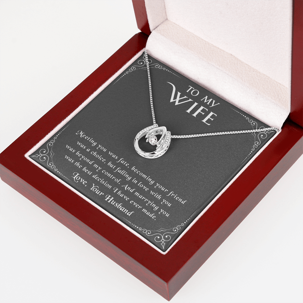 litzzy To my Wife - Meeting you was fate - Lucky in Love Necklace - Necklace Gift For Her, Wife, Girlfriend, Anniversary, Wedding, Valentine, Birthday with Message Card Jewelry   