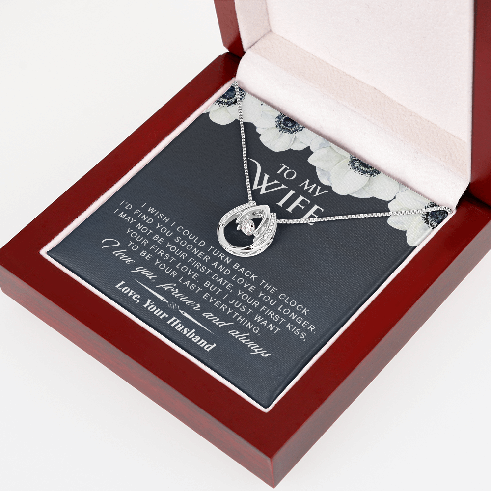 litzzy To My Wife - Turn Back The Clock - Gift For Valentine, Mother's Day, Birthday, Anniversary - Lucky in Love Necklace - Necklace Gift For Her, Wife, Girlfriend, Anniversary, Wedding, Valentine, Birthday with Message Card Jewelry   