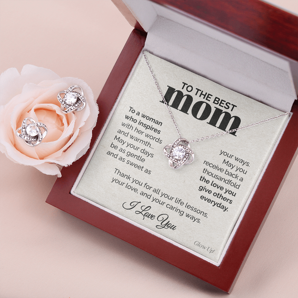 litzzy To the Best Mom - To a woman who inspires - Love Knot necklace Set Jewelry Style Luxury Box  