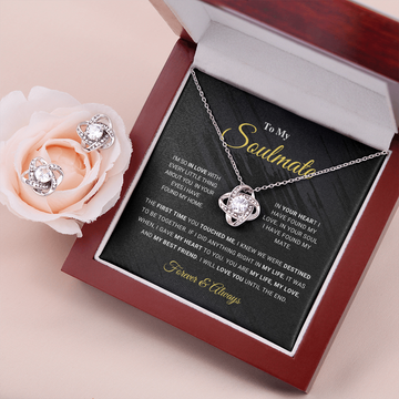 litzzy To My Soulmate - My Life - Love Knot Gift Set - To My Soulmate - Gift For Soulmate Jewelry Mahogany Style Luxury Box  