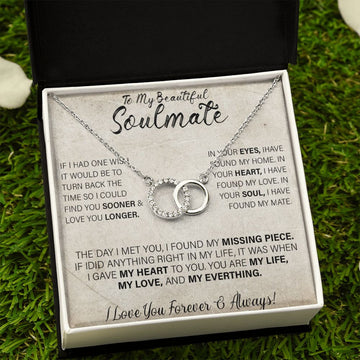 litzzy To My Beatiful Soulmate - I love You Forever and Always - Perfect Pair Necklace Jewelry Two Tone Box  