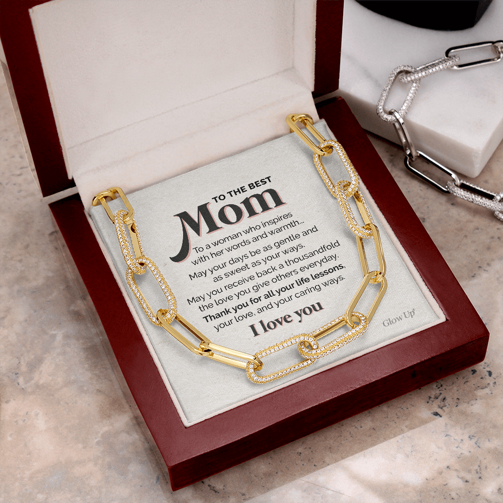 litzzy To the Best Mom - A woman who inspires - Forever link chain Jewelry 14K Yellow Gold Finish  