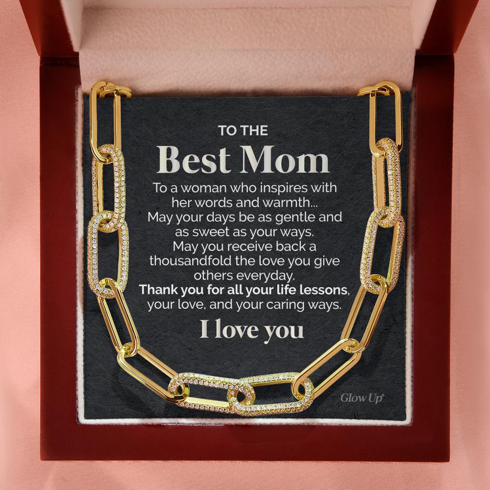 litzzy To the Best Mom - A woman who inspires - Forever Linked Necklace Jewelry 14K Yellow Gold Finish  