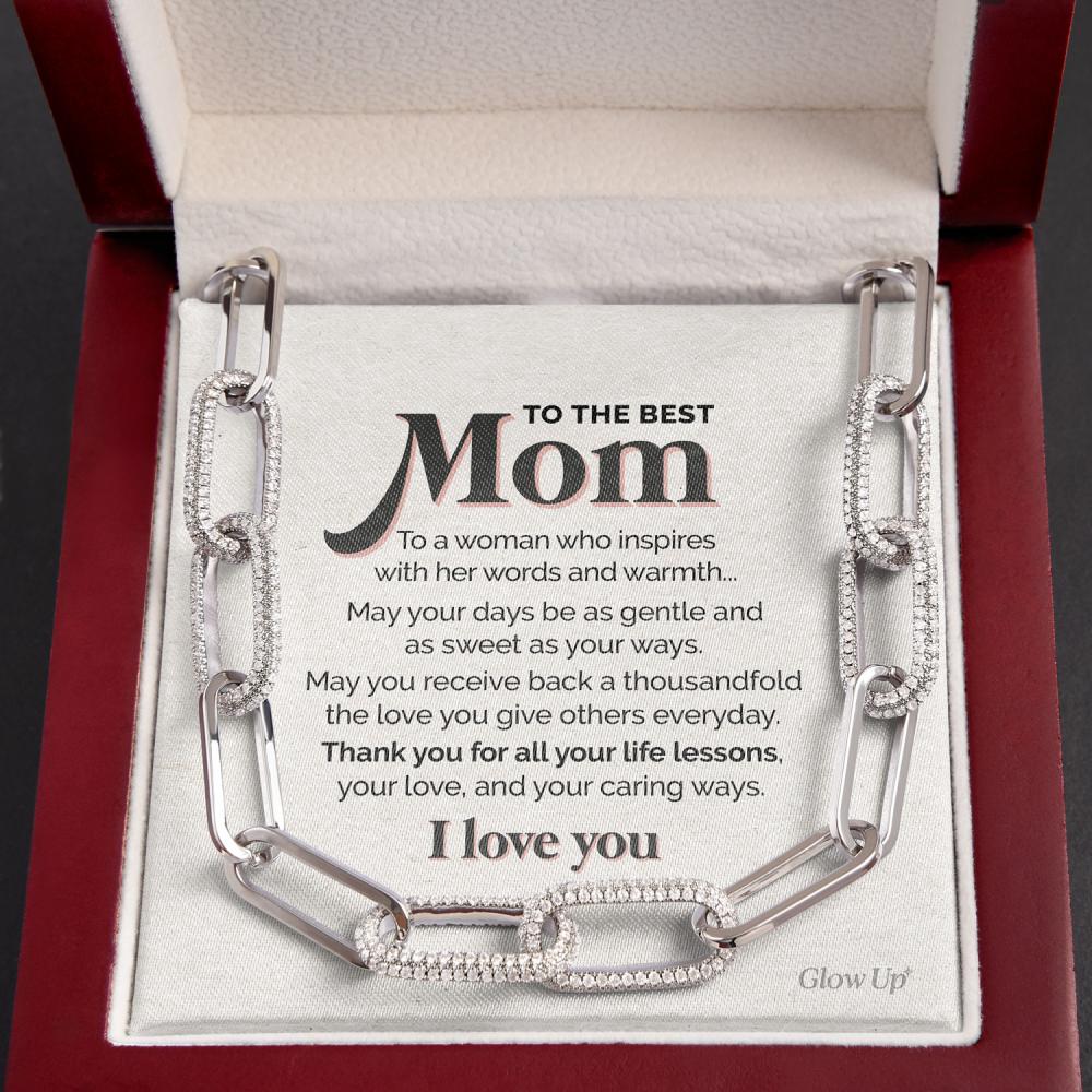 litzzy To the Best Mom - A woman who inspires - Forever link chain Jewelry 14K White Gold Finish  