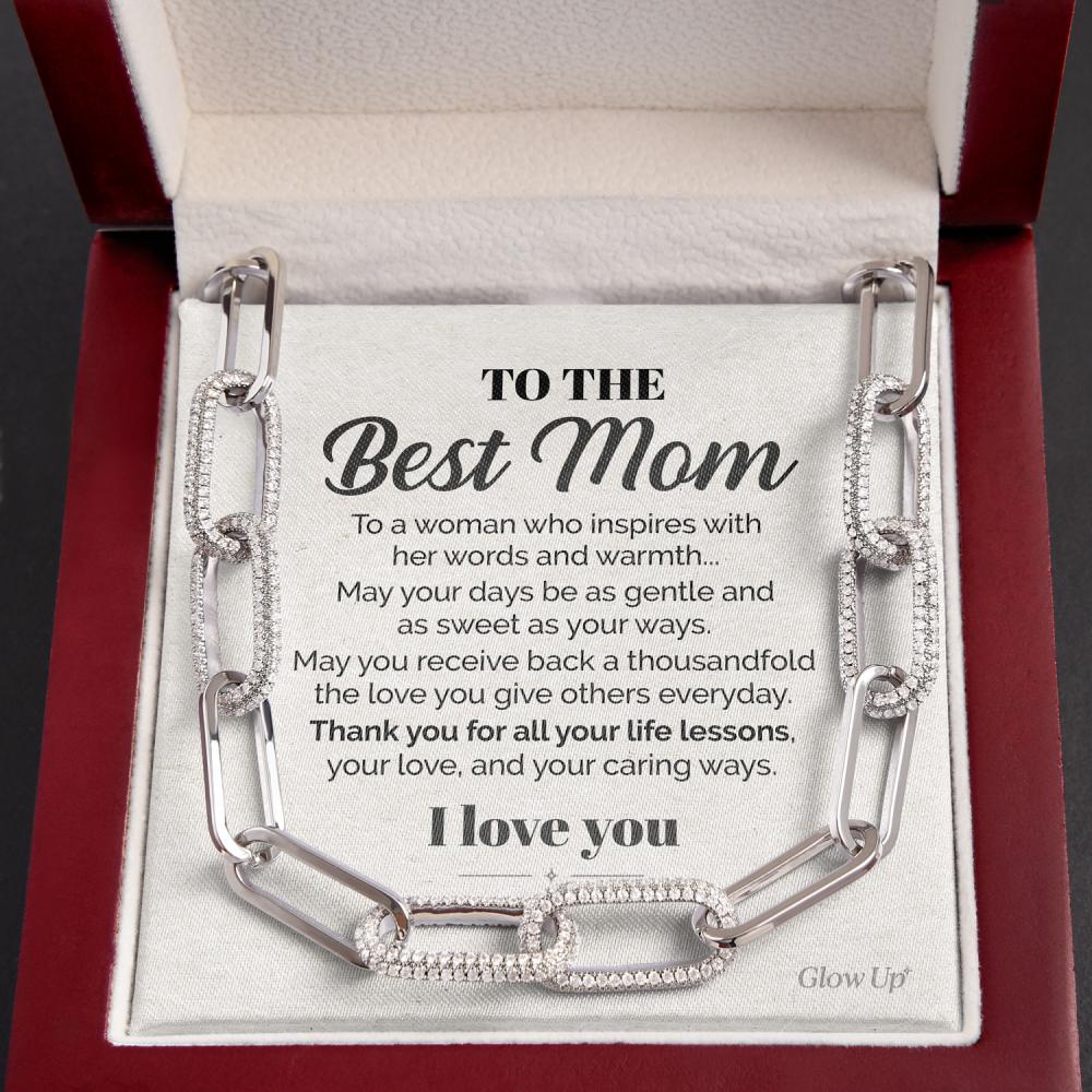 litzzy To the Best Mom - A woman who inspires - Forever link chain Jewelry 14K White Gold Finish  