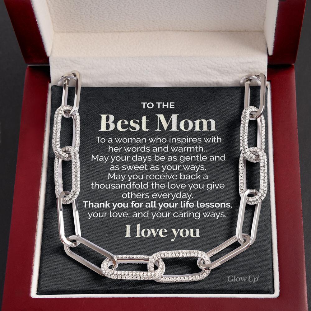 litzzy To the Best Mom - A woman who inspires - Forever Linked Necklace Jewelry 14K White Gold Finish  