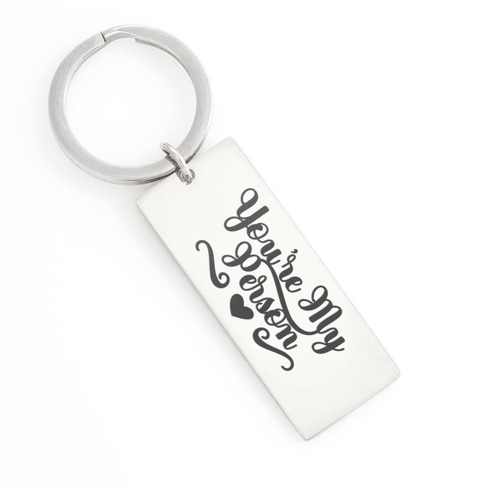 litzzy You're My Person Keychain - Gifts For Wife Necklace Valentines Day Custom Made Romantic Gift For My Best Wife Ever Jewelry Stainless Steel Rectangle Keychain No 