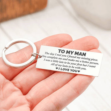 litzzy To My Man - The Day I Met You - Rectangle Keychain - To My Man, Gift For Man Jewelry Stainless Steel Rectangle Keychain  
