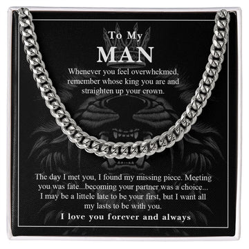 litzzy To My Man Cuban Link Chain - Straighten Up Your Crown - Gift For Boyfriend Litzzy Cuban Link Chain Jewelry Stainless Steel Standard Box 