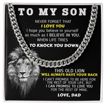 litzzy To My Son - I Believe In You - Litzzy Cuban Link Necklace - Gift from dad for son, Necklace From Dad, Father To Son Birthday Gift Jewelry Stainless Steel Standard Box 