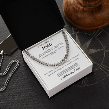 litzzy To My Handsome Man  - White Message Card - Best Gift For Husband, Unique Husband Gifts  - Litzzy Cuban Link Chain Jewelry   
