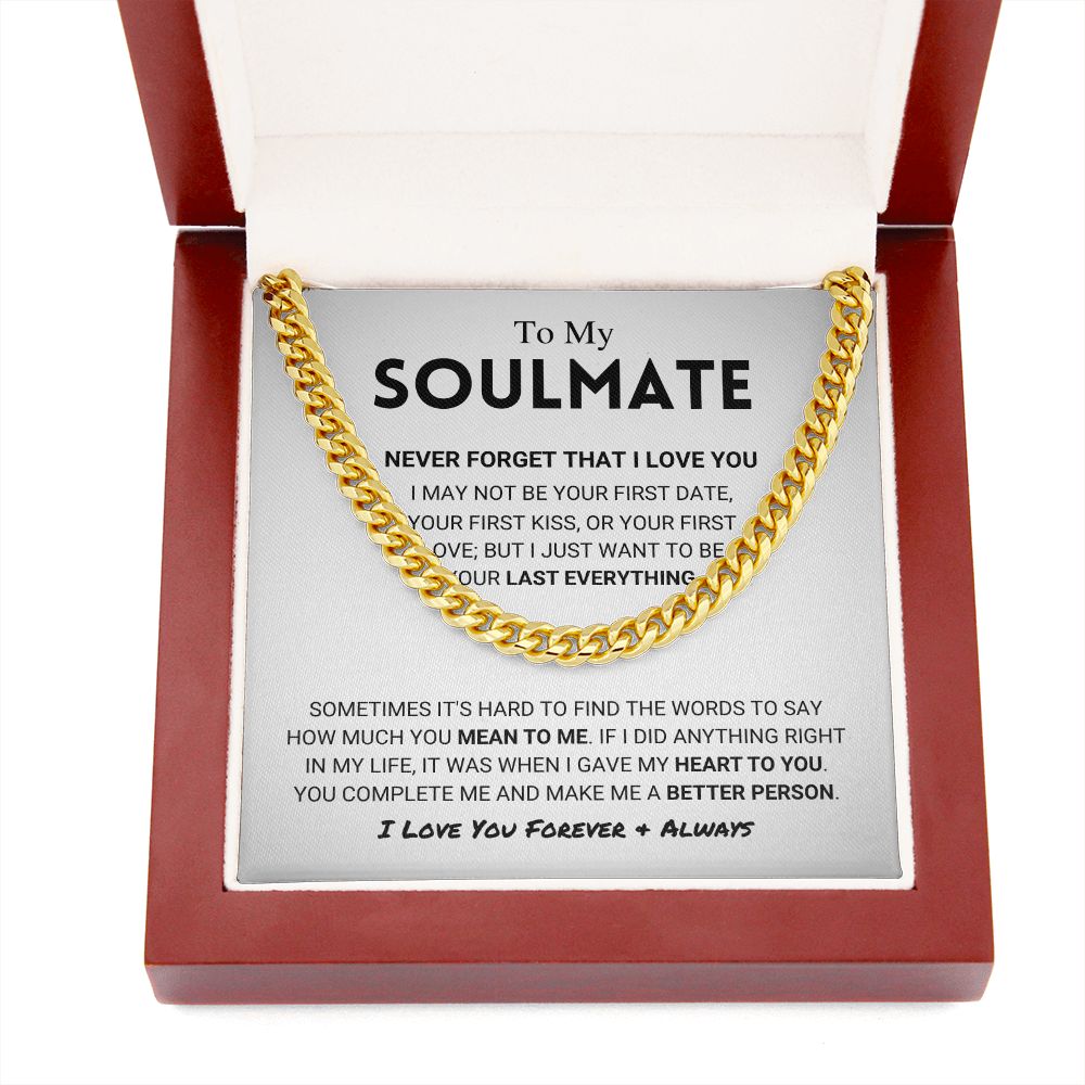 litzzy To My Soulmate - Never Forget - Cuban Link Chain - To My Soulmate - Gift For Soulmate Jewelry   