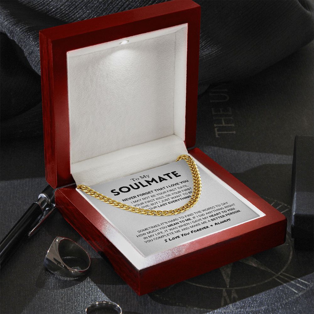 litzzy To My Soulmate - Never Forget - Cuban Link Chain - To My Soulmate - Gift For Soulmate Jewelry   