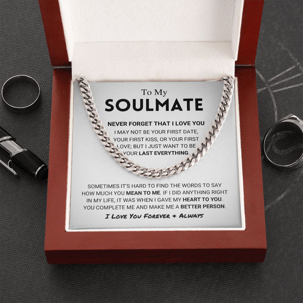 litzzy To My Soulmate - Never Forget - Cuban Link Chain - To My Soulmate - Gift For Soulmate Jewelry Stainless Steel  