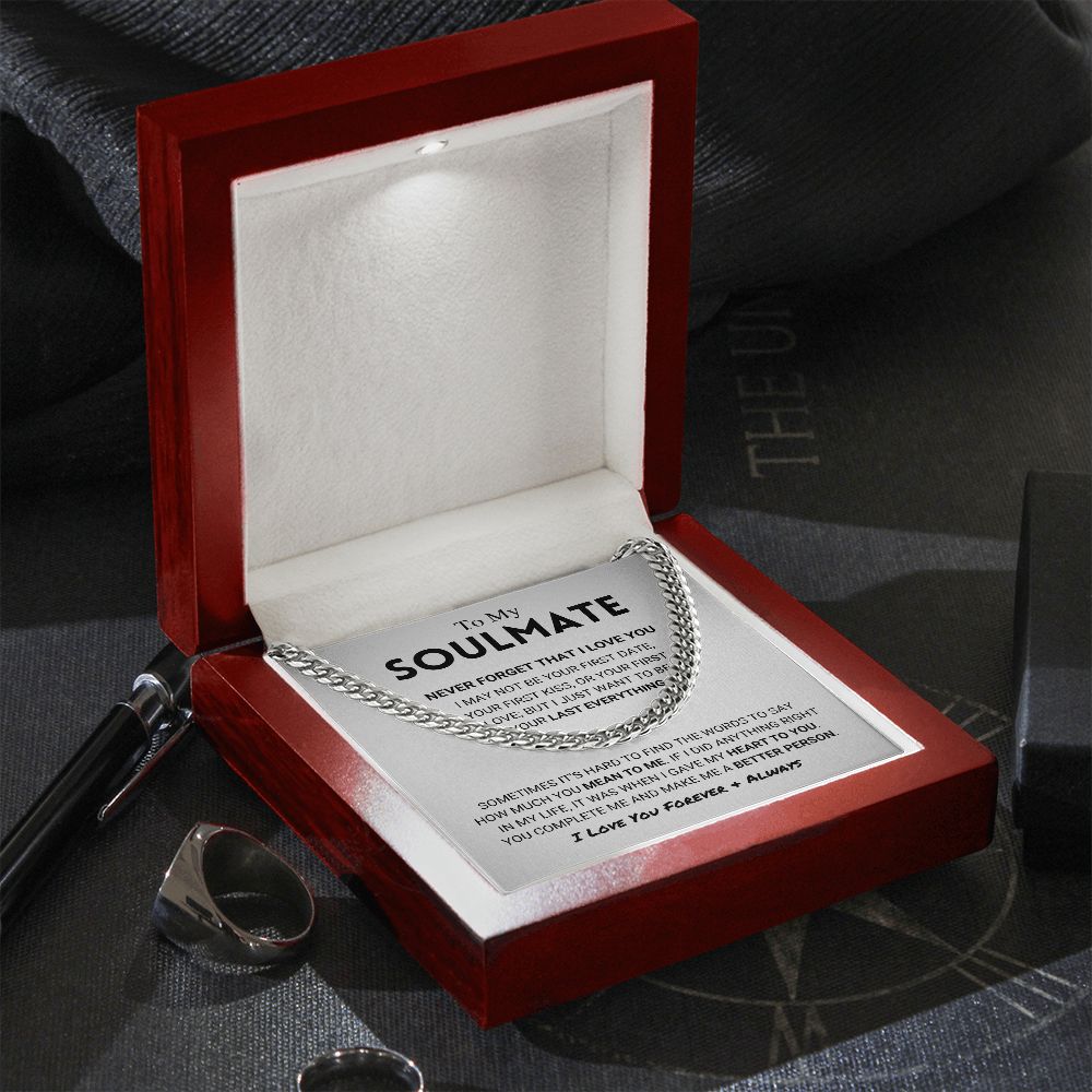 litzzy To My Soulmate - Never Forget - Cuban Link Chain - To My Soulmate - Gift For Soulmate Jewelry   