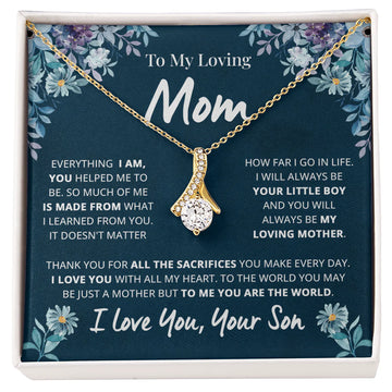 litzzy Litzzy Alluring Beauty Necklace To My Mom, World To Me Necklace for Mom from Son Jewelry 18K Yellow Gold Finish Two-Toned Box 