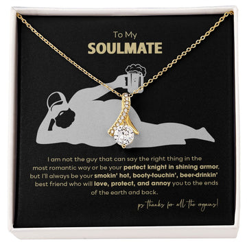 litzzy Funny Soulmate Alluring Beauty Necklcae, Booty-Touchin Beer-Drinkin Husband, Perfect Valentine Gift for Wife, Girlfriend, SoumateLitzzy Jewelry 18K Yellow Gold Finish Standard Box 