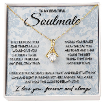 litzzy To My Beautiful Soulmate - I Love You Necklace - Gift for Wife, Girlfriend, Anniversary Gift, Birthday Gifts SO Jewelry 18K Yellow Gold Finish Standard Box 