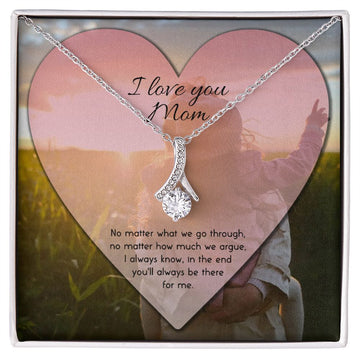 litzzy Litzzy Alluring Beauty Necklace To my Mom, I always know, In the end you'll always be there for me, Mothers day Jewelry, Gifts set Jewelry 14K White Gold Finish Standard Box 