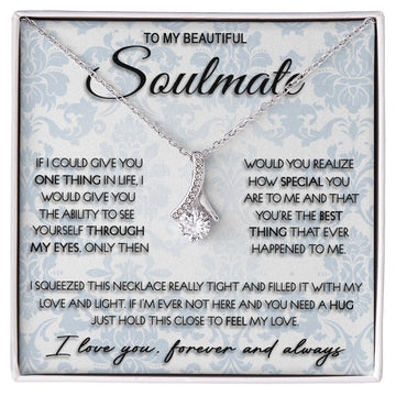 litzzy To My Beautiful Soulmate - I Love You Necklace - Gift for Wife, Girlfriend, Anniversary Gift, Birthday Gifts SO Jewelry 14K White Gold Finish Standard Box 
