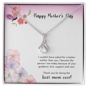 litzzy Litzzy Alluring Beauty Necklace To The Best Mom Ever, I couldn't have asked for a better mother than you, Mothers day Jewelry, Gifts set Jewelry 14K White Gold Finish Standard Box 