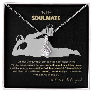 litzzy Funny Soulmate Alluring Beauty Necklcae, Booty-Touchin Beer-Drinkin Husband, Perfect Valentine Gift for Wife, Girlfriend, SoumateLitzzy Jewelry 14K White Gold Finish Standard Box 