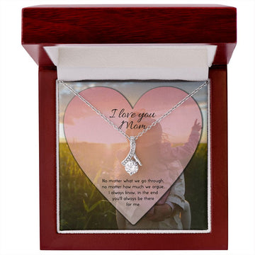 litzzy Litzzy Alluring Beauty Necklace To my Mom, I always know, In the end you'll always be there for me, Mothers day Jewelry, Gifts set Jewelry 14K White Gold Finish Luxury Box w/LED Light 